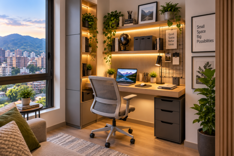 Compact home office in a small apartment