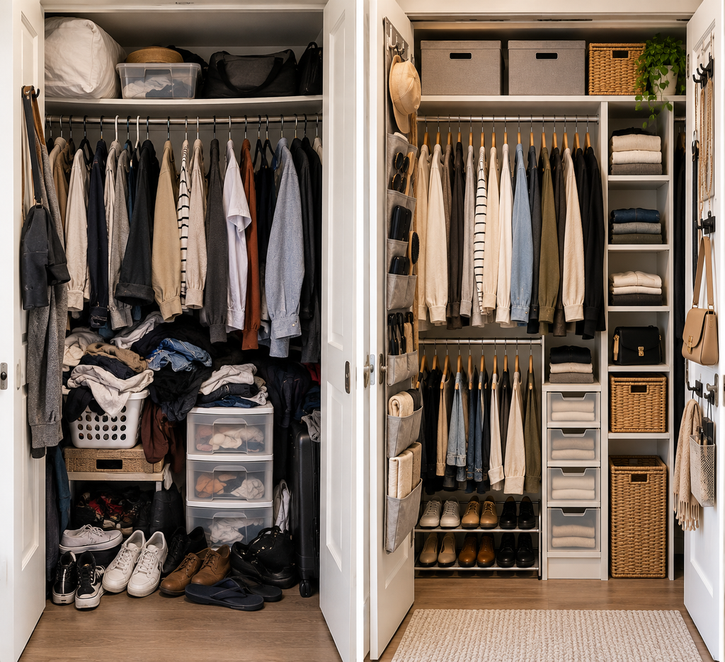 Maximize closet storage before and after organization